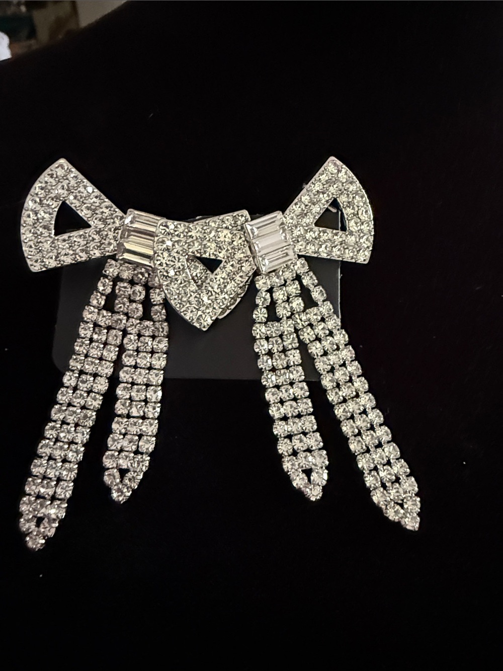 NWT Stunning Women’s  Crystal Bow Drop Earrings 2.5” - Sparkling